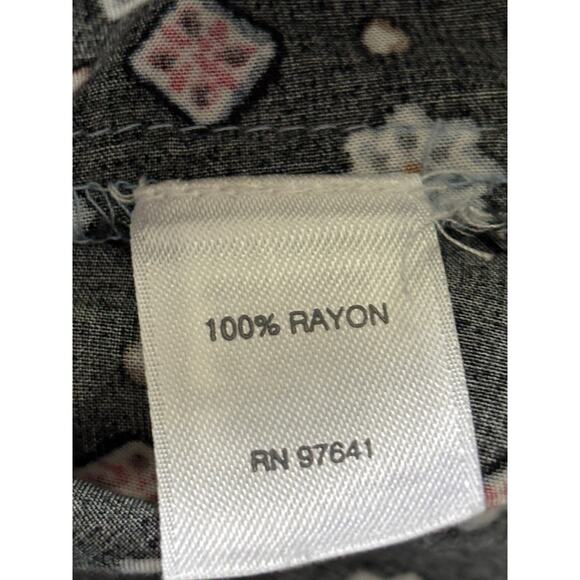 J Jill Women's Size XL Blue Printed 3/4 Sleeve Collarless Button Up Shirt Blouse - Picture 4 of 10